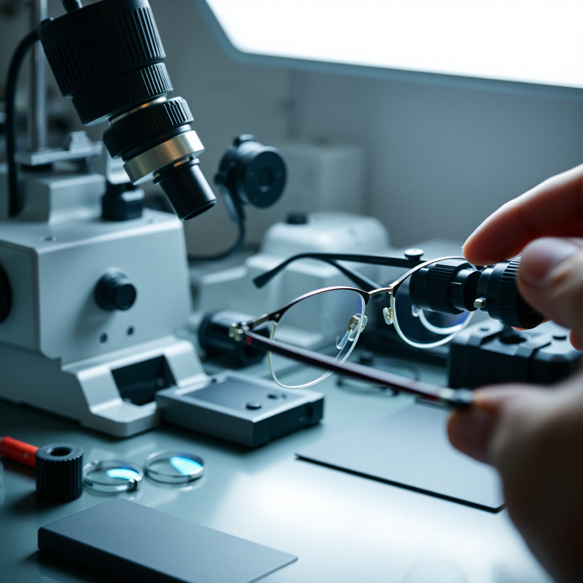 Lens replacement process with professional equipment and new lenses